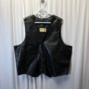 Sharons Leather Mens Vest Size 2X Gray Sleeveless Lined Snap Closure Western